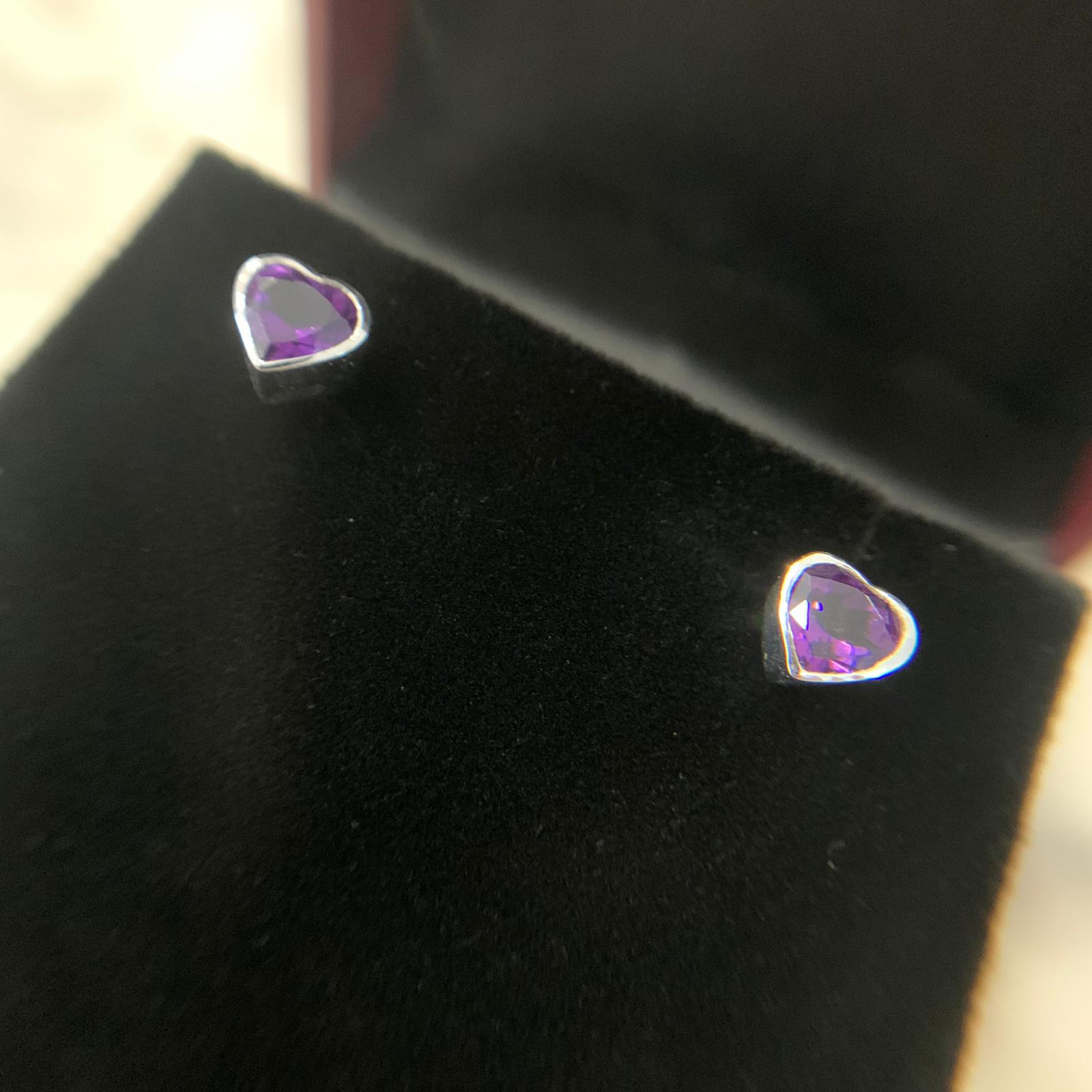 Amethyst Heart Earrings (SE-001)